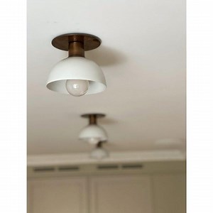 Modern Brass and White Dome Flush Mount Ceiling Light – Minimalist Mid-century Style Fixture - Etsy