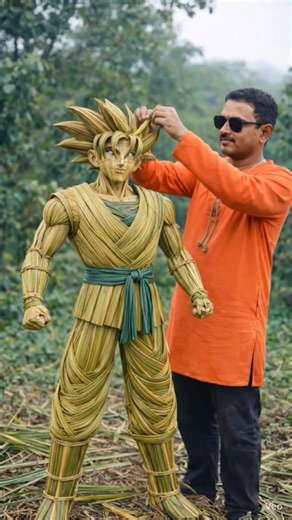 I Made Goku Using Only Palm Leaves 😱🔥 (Insane Result!) #shorts