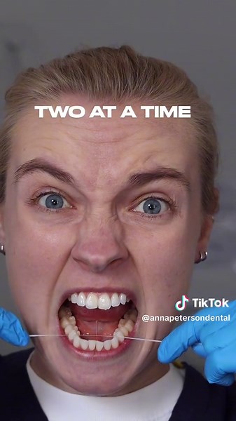 Don’t floss like this. Flossing daily is hard to get into the habit of… so let’s make sure you do it right when you’re flossing. #flossing ##flossingwrong #flossingright #learnontiktok #learntofloss #dentalhealth #oralhealth #oralhygiene #dentistry #dentalhygiene #hygienist #dentaltherapist