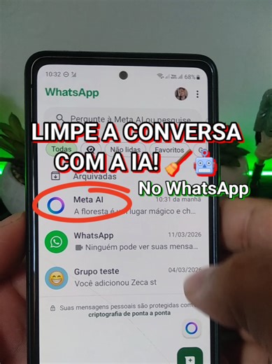 Como limpar conversa com a Meta AI do WhatsApp passo a passo @school android br . #WhatsApp #ia #dicas #tutorial #tecnologia