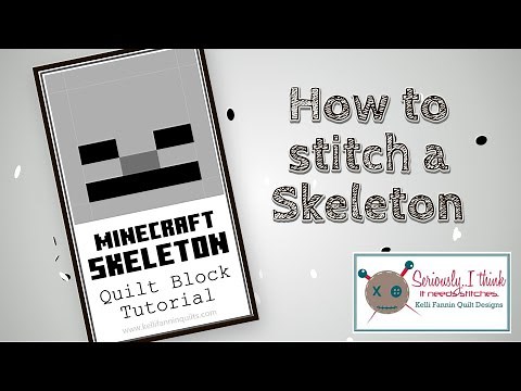 Minecraft Inspired Skeleton Quilt Block Tutorial, Minecraft quilt along, Kelli Fannin Quilt Designs