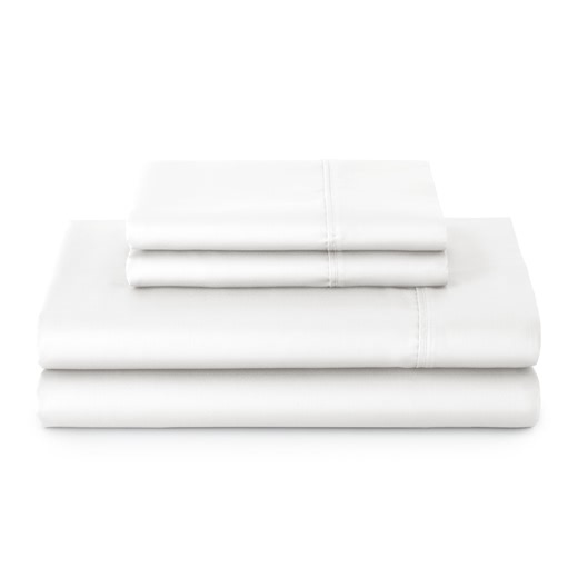 Better Homes & Gardens 3-Piece 300 Thread Count Arctic White Cotton Sateen Bed Sheet Set, Twin