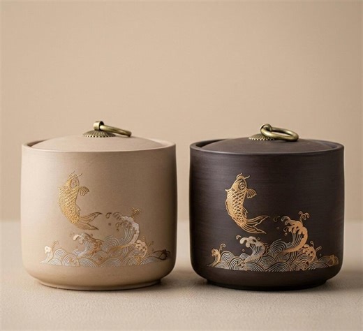 Ceramic Porcelain Tea Jar – Sealed Black & Pu-erh Storage Canister - Etsy