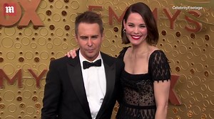 Leslie Bibb and hubby Sam Rockwell embrace at the 2019 Emmys