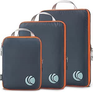 Cipway Compression Packing Cubes, Ultralight Luggage Organizer Bags, Travel Essentials for Carry on Suitcase (3 Piece,Gray)