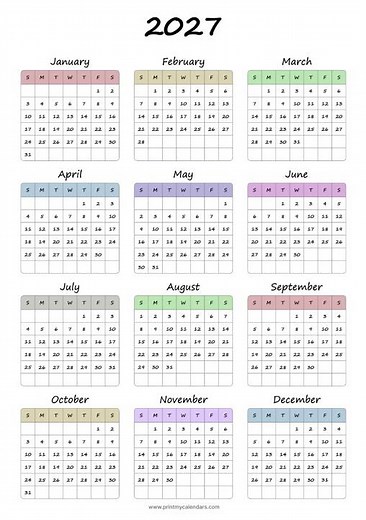 2027 Calendar Printable | Free PDF Download (US) | A4 & Letter Size | 2027 Calendar PDF #newyear