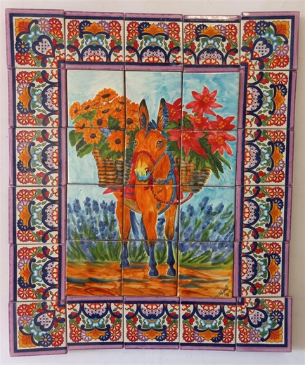 21" X 25" Ceramic Tile Mural, Mexican Talavera Mosaic Wall Backsplash Hand-painted Art. - Etsy