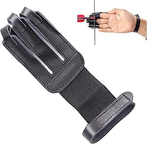 Archery Glove 3 Finger Guard Leather Finger Shooting Hunting Arrow Bow Archery Gear Accessories for Adult & Youth Beginner