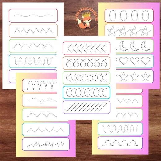 Pre-writing Tracing Worksheets | Pencil Control Tracing Skills Activity Strips Worksheet PDF | Printable Tracing Lines and Shapes for Kids - Etsy