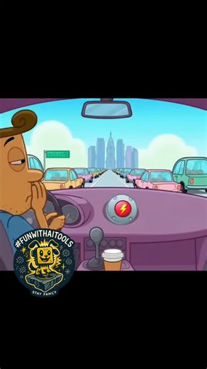 D3RADOX.AI on Instagram: "Rush hour problem? Cartoon solution. 🚗🛸 #TrafficJam #CartoonLogic #ZanyEnergy #MorningMood"