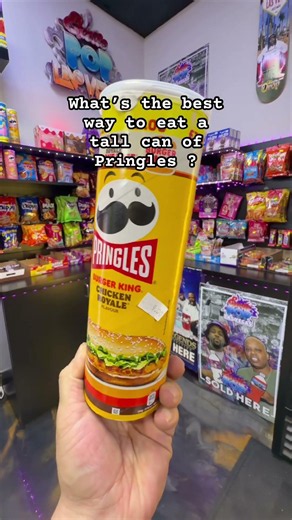 How Do You Eat a Tall Can of Pringles? 😂 Burger King Chicken Royale Flavor!