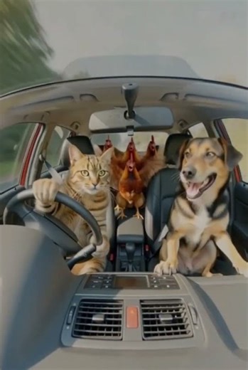 When the Cat Takes the Wheel... 🚗💨 #FunnyAnimals #4kanimation #usashorts
