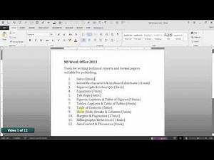 MS Word 2013 writing technical reports & formal papers, video 1 of 12