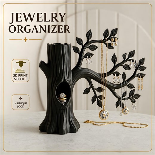 Tree Jewelry Organizer STL File | Necklace & Earring Holder Stand | 3D Printable Jewelry Tree | Vanity Decor | Digital Download - Etsy