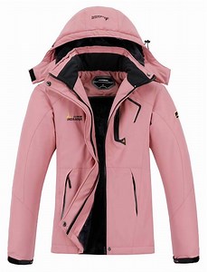 Winter Coats for Women Waterproof Ski Jacket Warm Snow Jackets Windproof Windbreaker Hooded Raincoat, Pink XL