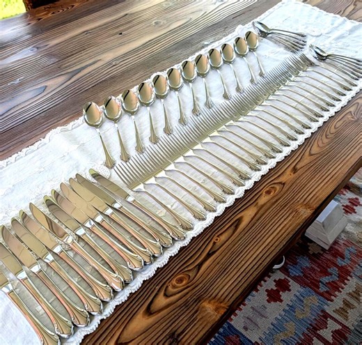 Vintage 59 Piece Rogers Oneida "enchantment" Stainless Steel Matching Flatware Set Complete Service for 10 With Extra Pieces - Etsy