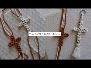 DIY Macrame Cross Charm with Flower Pattern - Easy Tutorial for Beginners
