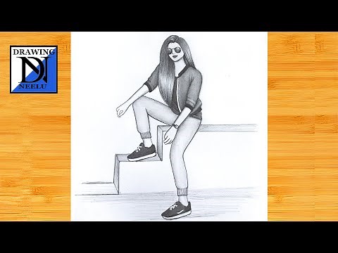 How to draw a Sitting Attitude Girl -Pencil sketch || Step-by-Step Tutorial || Attitude Girl drawing