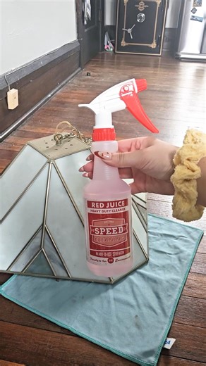 How to clean an old light fixture ft. Red Juice This old light fixture has been sitting in my basement for a couple years and YIKES 🤮 look at all that dust! Lucky for me, I always have Red Juice on hand. It’s a heavy--duty all purpose cleaner that I turn to for every cleaning project. It’s incredibly versatile and I constantly use it in my kitchen, on baseboards, and for all the dusty items hiding in my basement The way Red Juice made the dust MELT off this lamp was so satisfying and made the c