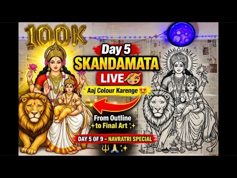 Navratri Day 5 Skandamata LIVE 🔴 | Outline se Final Art ✨