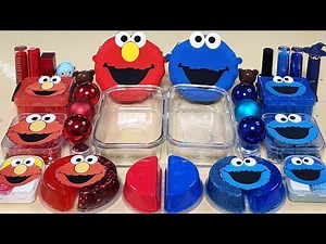 Elmo vs Cookie Monster Slime Mixing Random Into Slime! Satisfying Slime Video ASMR