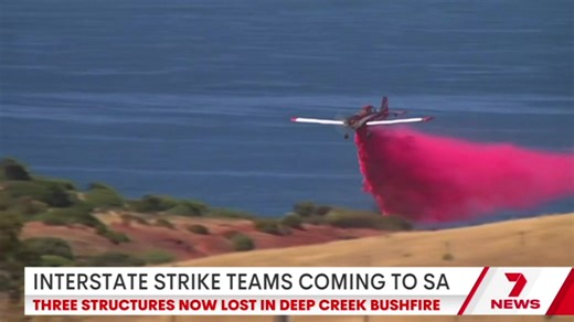 Three structures have now been confirmed lost in the Deep Creek bushfire still raging on the southern Fleurieu Peninsula.