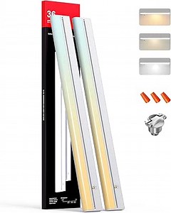 Under Cabinet Lighting Hardwired 36 Inch, 2000LM 20W, CRI 97, 3CCT -Warm White, Cool White & Daylight, 2 Packs Stepless Dimming Linkable LED Under Cabinet Lights for Kitchen, White