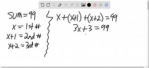SOLVED:The sum of three consecutive page numbers is 99 . Find the numbers.