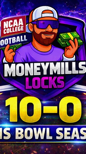MoneyMillslocks on Instagram: "10-0 this bowl season! Run continues today! Lock in today, grab a promo week, if the Hammer misses.. I will add an additional week on me! LFG #collegefootball #bowlseason #sports #football #footballpicks"