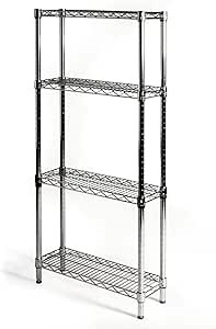 Shelving Inc. 10" d x 24" w x 72" h Chrome Wire Shelving with 4 Tier Shelves, Weight Capacity 800lbs Per Shelf