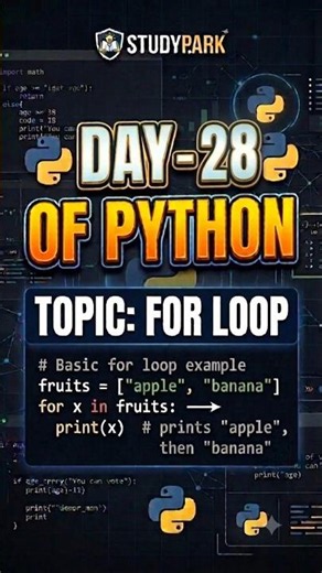 Day 28 of python programming for Loop #coding #python #pythontutorial #programming #learnpython