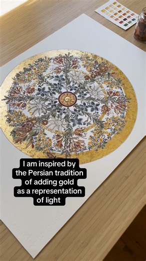 Why do we create art? For thousands of years, the creation of art has been continuous and I find it the greatest source of inspiration. #natureartwork #gentleart #artinspiredbynature #preciousearth #artyoucanlivewith #goldleafing #mandalainspiration #naturalpigments #traditional_art #traditionaltechniques | Dr. Vanessa Lewis