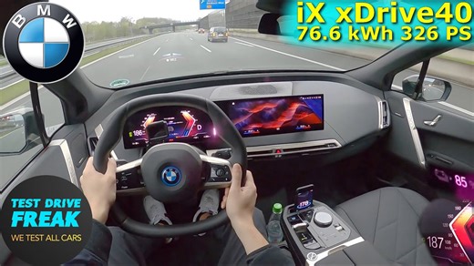 2023 BMW iX xDrive40 326 PS top speed autobahn drive POV