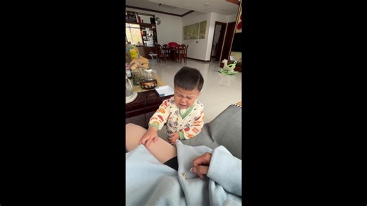 Toddler learns the art of fake crying at a young age