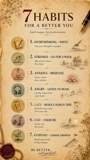 7 habits for a better you✨ #selfgrowth #healthylifestyle # #motivation #meditation #discipline #care