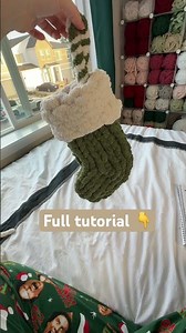 ‼️20 min Christmas Stocking ❤️ #tutorial #christmas #diycrafts #fingerknitting #freepattern