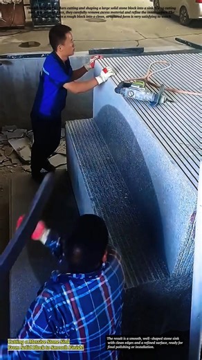 Cutting a Massive Stone Sink—From Solid Block to Smooth Finish!