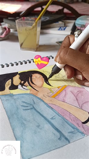 💞 Aesthetic Romantic Drawing | Bengali Love Art | Couple Sketch#shorts #romanticsong