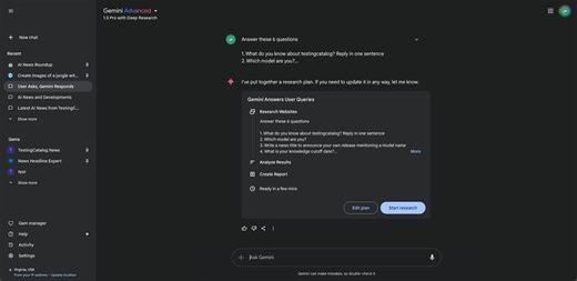 Google introduces Gemini Deep Research with COT reasoning