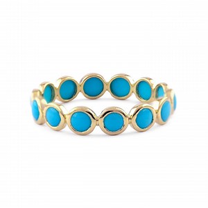 Turquoise Wedding Band: 14K Yellow Gold Full Eternity Ring - Etsy