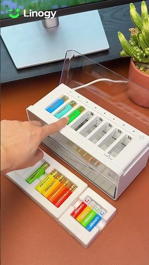 Linogy-all-in-one aa & aaa rechargeable battery charging kit. Live now on Kickstarter with 50% OFF!