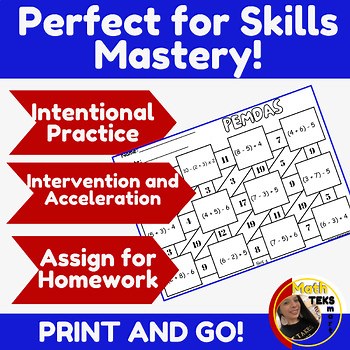 Order of Operations Maze Puzzle 3rd grade math staar review game no prep