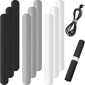 Cunhill 9 Pieces Wrapping Paper Holder Paper Roll Clamps Clips FILP Warp Silicone Covered Metal Strips Stabilizer Slap Bands for Christmas Poster Gift Home Storage Organization, White Black Grey