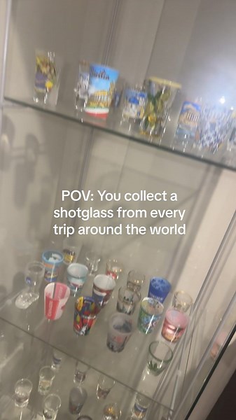 POV: you collect a shotglass from every trip around the world. 57 shot glasses and counting for the collection 🫙✈️🗺️🫶🏼 #shotglasscollection #shotglass #traveltiktok #travellife #travelsouvenirs #holidaysouvenir #holiday