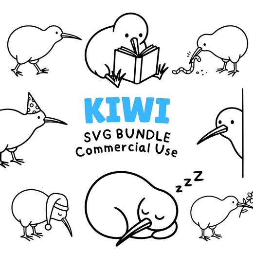Kiwi Bird SVG Bundle | New Zealand Animal Clipart | Funny Bird Vector | Nursery Decor PNG - Etsy