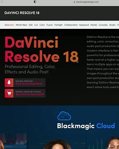 Hollywood’s most popular solution for editing, visual effects, motion graphics, color correction and audio post production, all in a single software tool. | Blackmagic Design