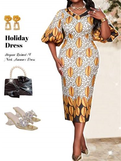 Fleurora Spring And Summer Autumn And Winter Elegant Commuting Office Colorful Knitted V Neck Bishop Sleeve Bodycon Dress Midi Quarter Sleeves Plus Size Dresses Classy Outfits Elegant Women Dresses Summer Outfits For Women Vacation Outfits Woman Spring Outfits For Women Spring Dresses For Women Summer Clothes Women Boho African Dresses For Women Boho Women Clothing Spring Break Outfits Modesty Clothes Women Plus Size Dress Elegant Plus Size Summer Clothes Plus Size Summer Dresses Plus Size Dress