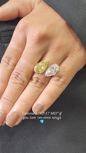 Two Tone Pear Diamond Open Ring 💎💛 | Unique Dual Color Luxury