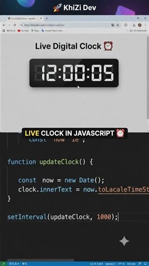 Live Clock in JavaScript ⏰ | Build a Real-Time Clock Using JS (Beginner Tutorial)