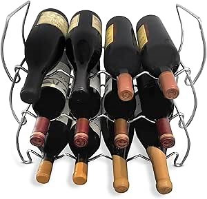 Lily's Home 12-Bottle Countertop Wine Rack-Freestanding Kitchen or Bar Storage Holder, Space-Saving Cabinet Organizer